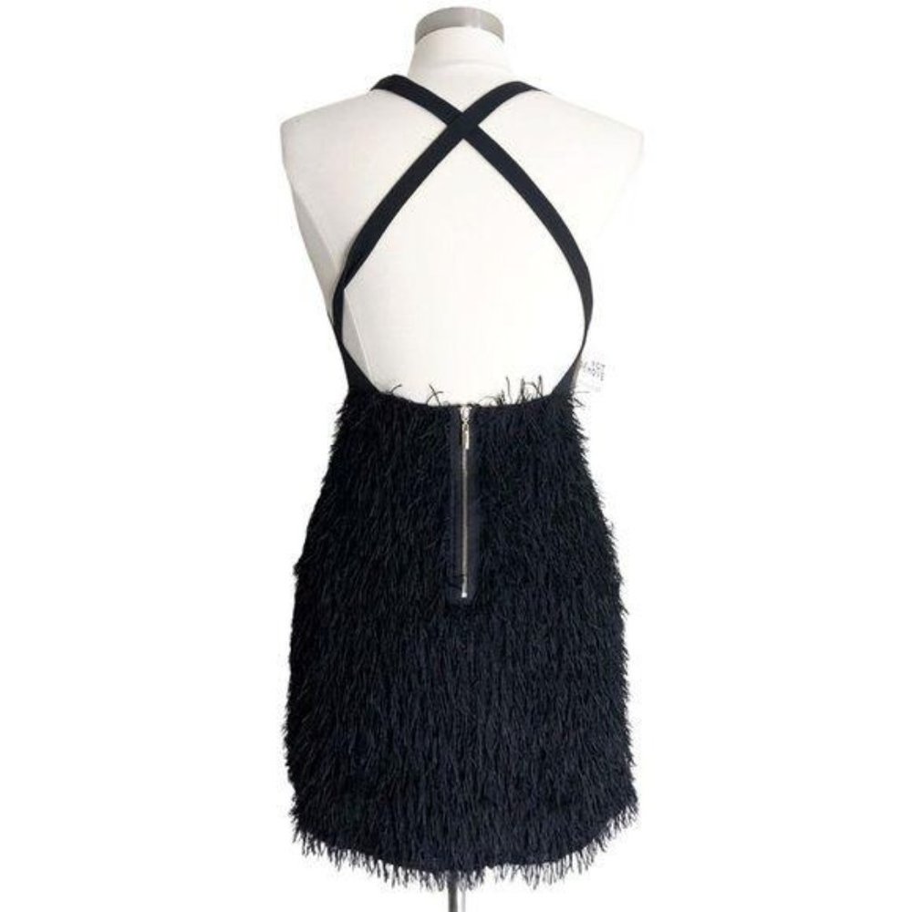 Fame and Partners Black Fringed Cocktail Dress 6 - Picture 6 of 10